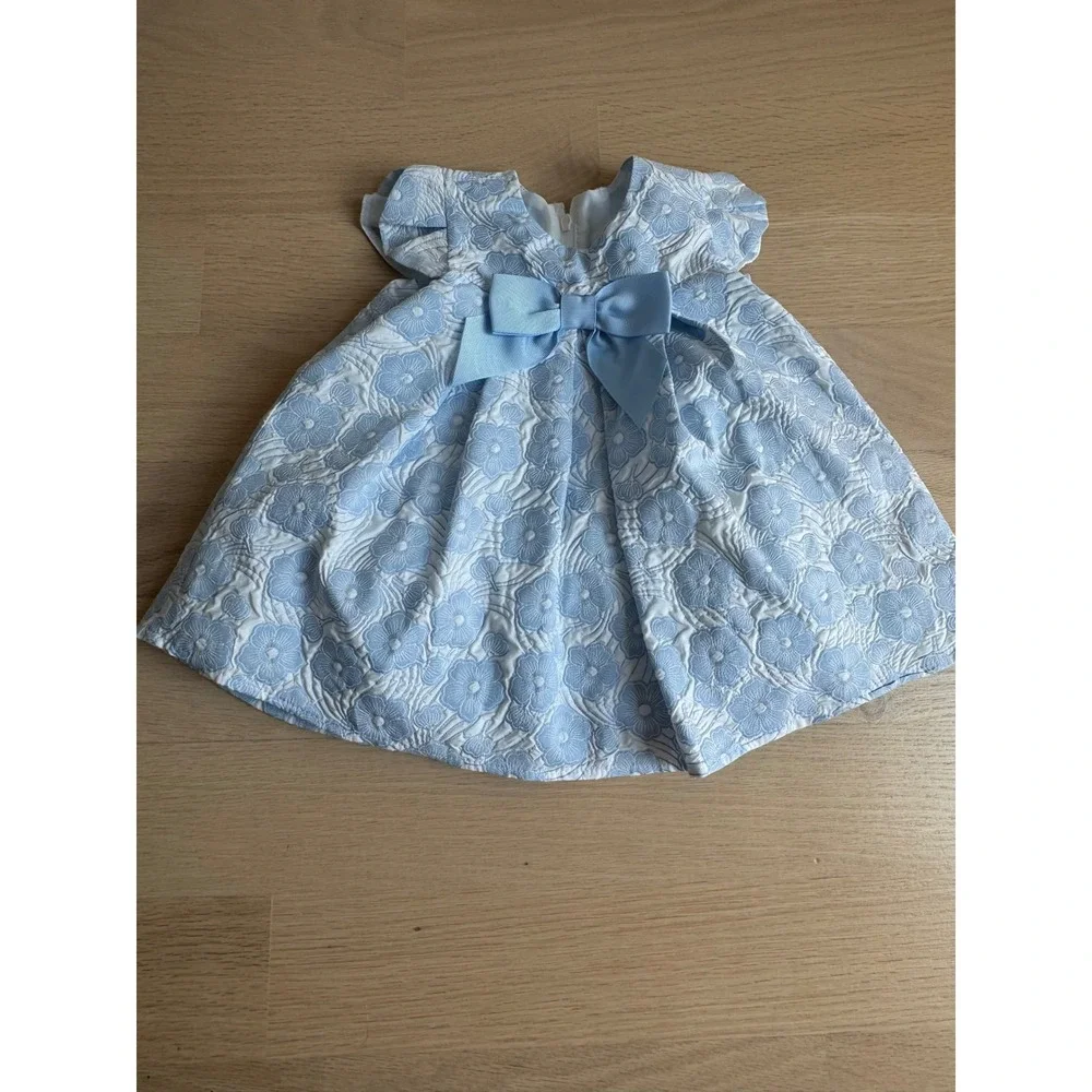 Bundle of 2 Baby Girl Formal Dresses Blue (3-6m) & Pink (0-6m)